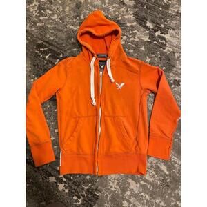American Eagle Vintage Fit Fleece Hoodie - XS/TP - Bright Orange
